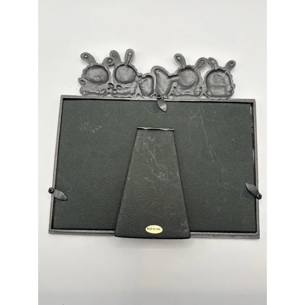 Sunflower Designs Bunny Rabbit 4x6 Photo Frame Easter Eggs Floral Silver Tone